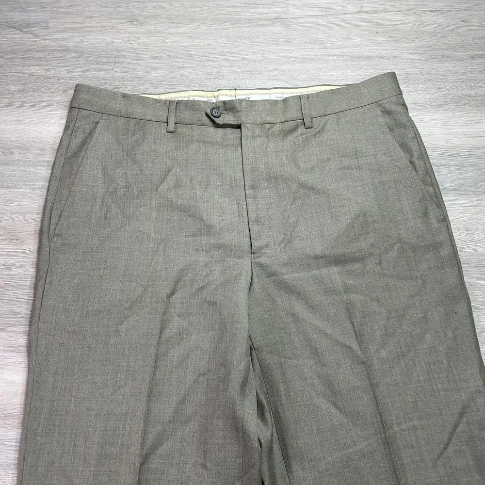 Santorelli Luxury Serge Pants Mens 36x30 Brown Wool Cuffed Dress Slacks Italy